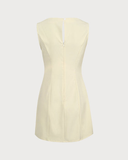 Yellow Boat Neck Cutout Mini Dress